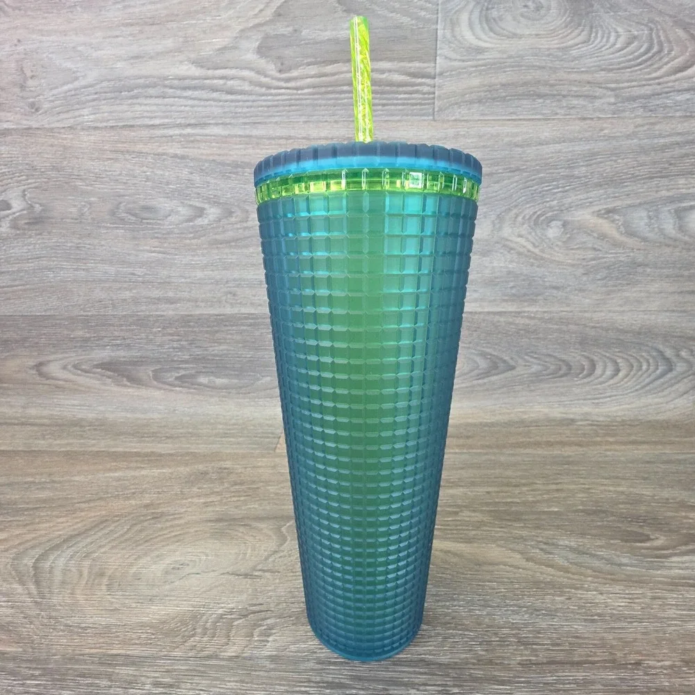 Starbucks Mountain Dew Green Venti Jelly Grid Tumbler W/Straw 24 oz 2022